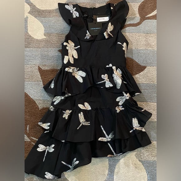 NWT Cynthia Rowley NY Sleeveless Jetset Silver Dragonfly High Low Mini Dress - Picture 3 of 12